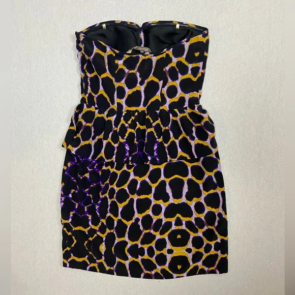 Charlie Jade 100% silk strapless party cocktail dress  Sz XS - Picture 2 of 9